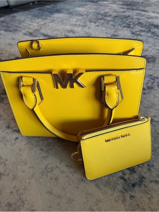 Michael Kors Handbags - Michael Kors Yellow Saffiano Leather Tote with Coin Pouch